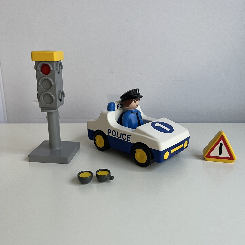 Playmobil 6709 1-2-3 Police Car Vehicle White and Blue‎ Complete Vintage 1990